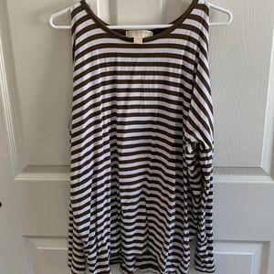 Michael Kors olive and white striped top